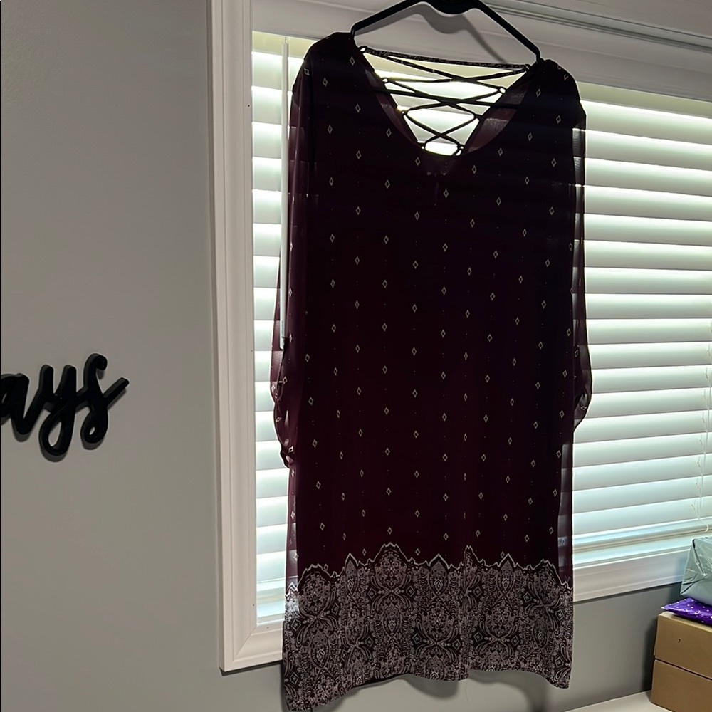 Elegant Burgundy Chiffon Dress